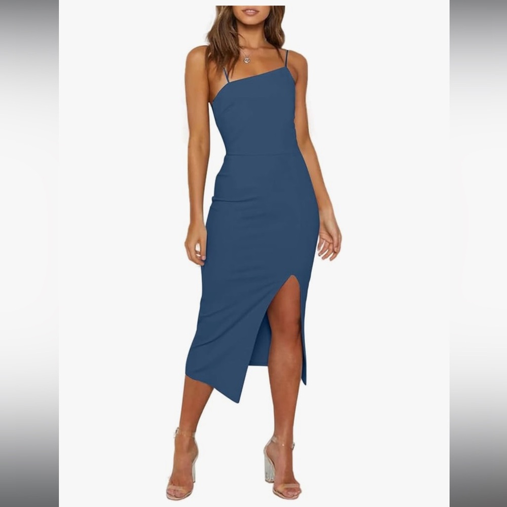 Asymmetrical blue wedding guest Dress